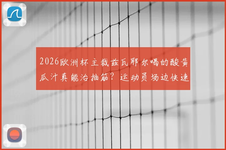 2026欧洲杯主裁兹瓦耶尔喝的酸黄瓜汁真能治抽筋？运动员场边快速恢复方法全解析